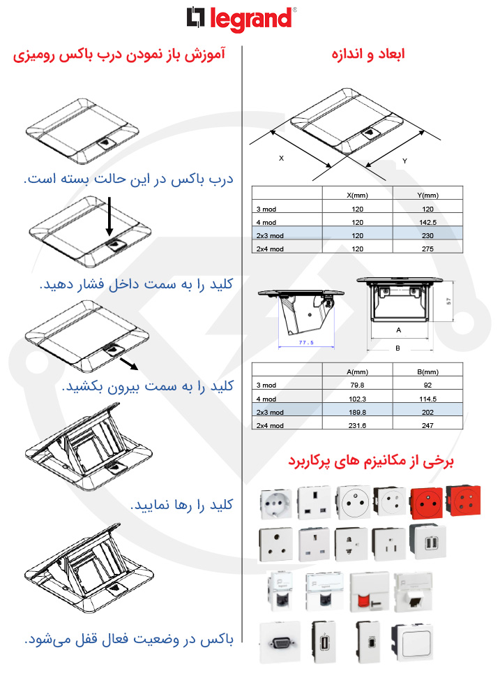 مشخصات فنی پاپ آپ باکس 6 ماژول لگراند