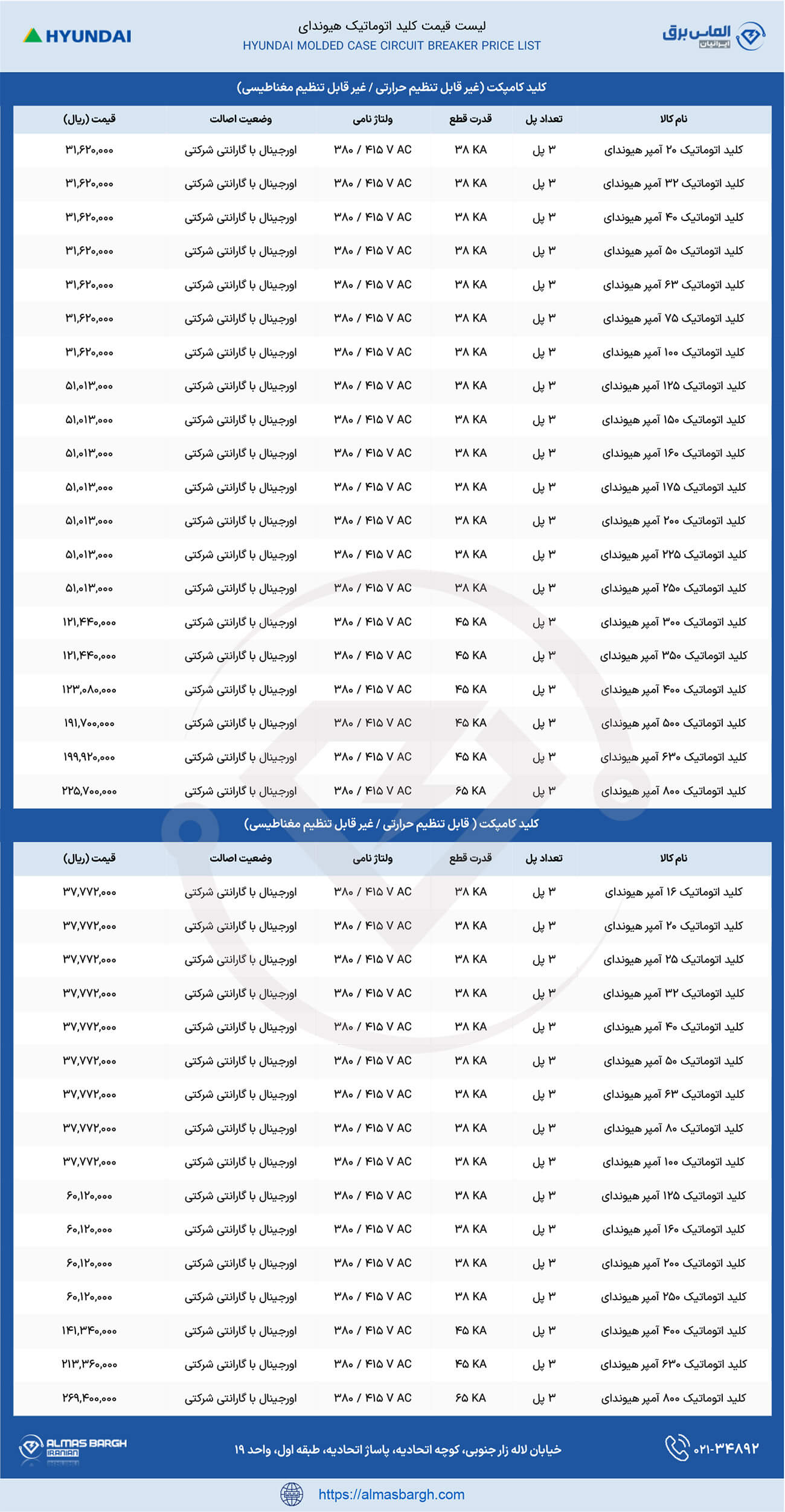 لیست قیمت جدید کلید اتوماتیک هیوندای 1403